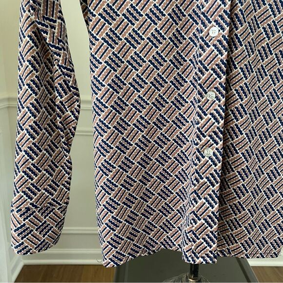 Vintage 70s Cricket Lane Brown Blue Dagger Collar Polyester Button Front Shirt - Picture 4 of 6